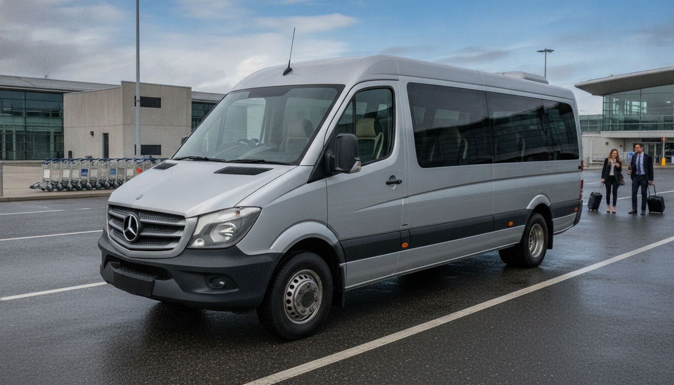 Small Corporate Groups: The Executive Minibus for Stansted Transfers. — executive minibus meeting a group at Stansted Airport