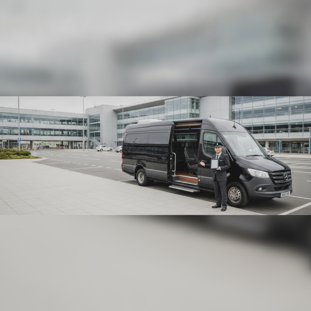 Meet & Greet at Stansted — executive minibus meeting a group at Stansted Airport