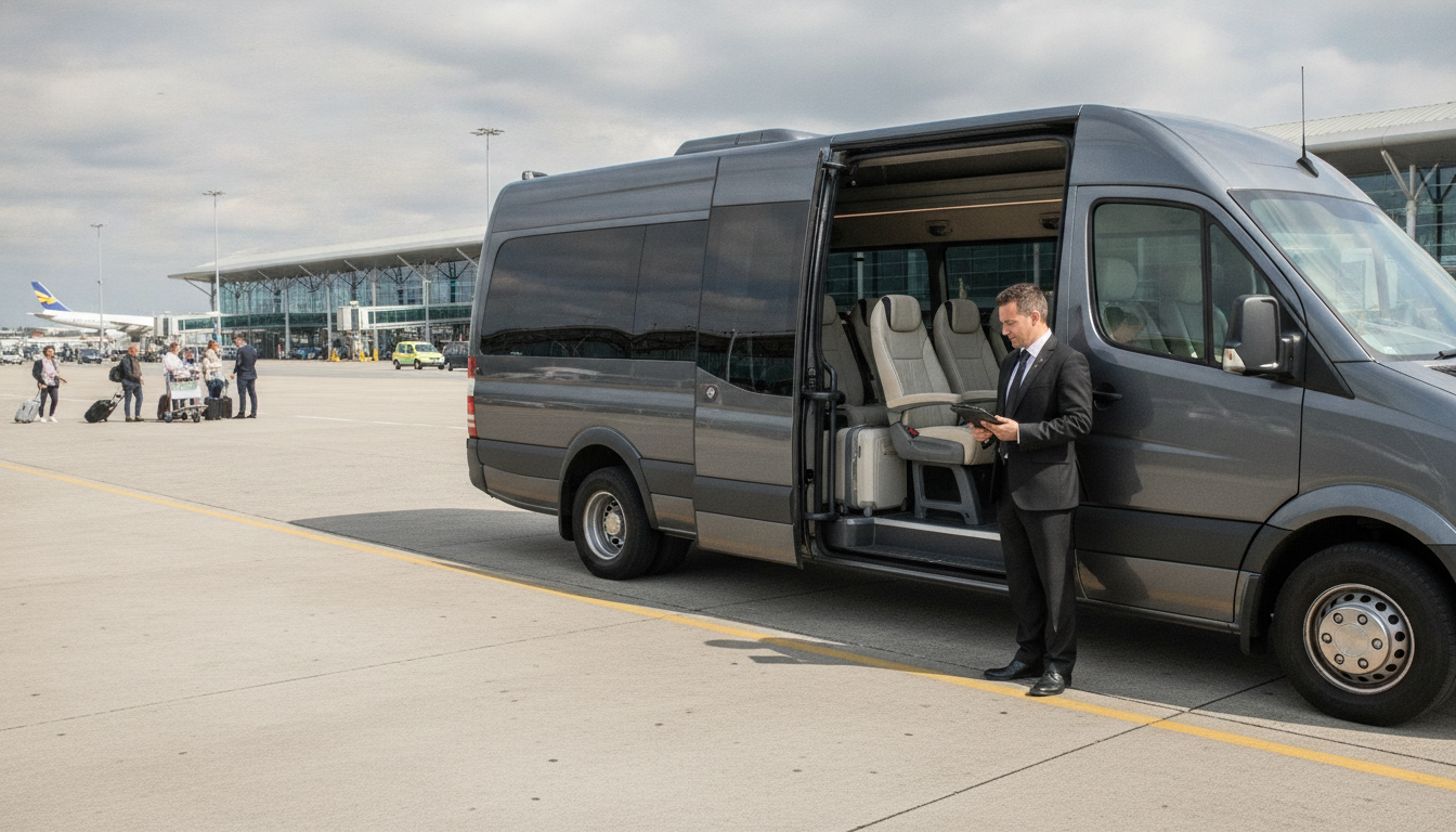 Beyond Central London: Top Hotels Easily Accessible from Stansted. — executive minibus meeting a group at Stansted Airport