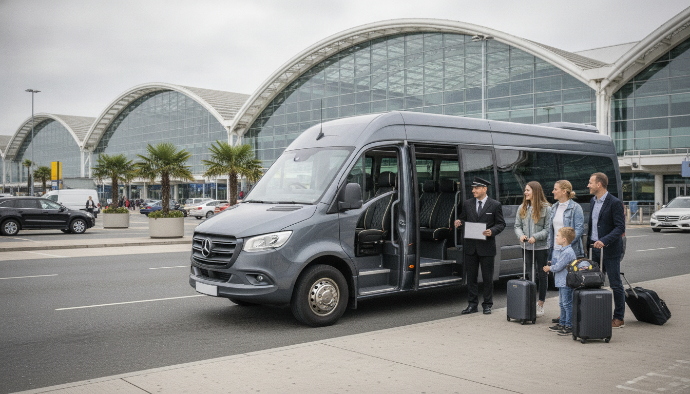 The Benefits of a Private Minibus for Stansted Family Airport Runs. — executive minibus meeting a group at Stansted Airport
